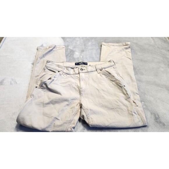 Hollister Baggy Y2K Cream Men’s 34x32 Solid Workwear Carpenter Pants - Picture 1 of 9